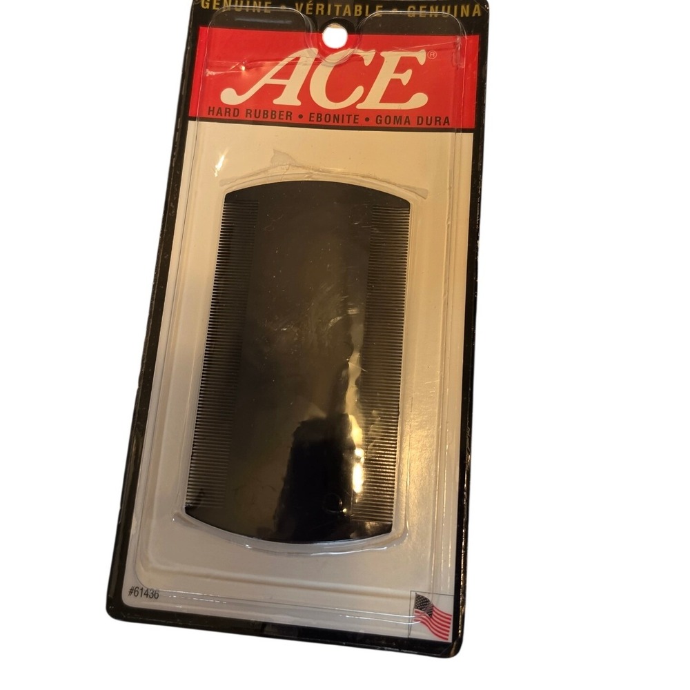 Vintage 1996 Ace Hard Rubber Ebonite Extra Fine Tooth Comb Black USA Made 61436